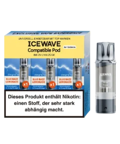 3x Icewave Einweg Pod – Blue Razz Lemonade – 20mg