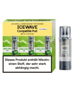 3x Icewave Einweg Pod – Green Apple Ice – 20mg