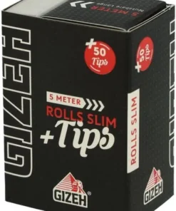 GIZEH 5 Meter ROLLS SLIM + Tips +50 Tips extra fine