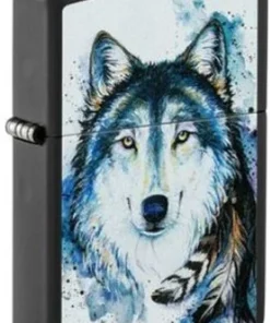 Zippo Feuerzeug Schwarz Color Lindsay Kivi Wolf