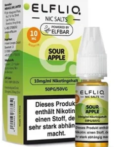 Elfliq by Elfbar Nicsalt Liquids Sour Apple 10mg
