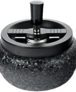 Drehaschenbecher Bauchig Schwarz / Schwarz Metall