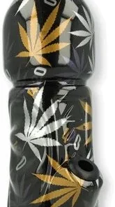Glas Bong Bottle Schwarz/Cannabis mit Glaschillum