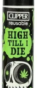 Clipper Feuerzeug Skull Slogan 3v4 HIGH TILL I DIE