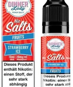 Dinner Lady Liquid Fruits Strawberry Ice Nic Salts 10ml 20mg