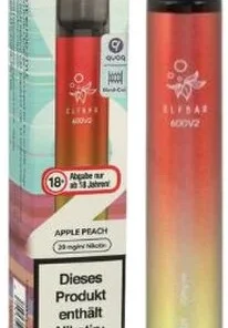 Elf Bar 600 V2 Apple Peach Einweg E-Zigarette 20mg