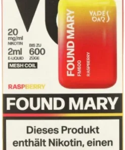 Found Mary FM600 Vapes Bars Einweg E-Zigarette Raspberry 20mg