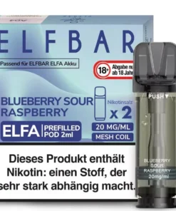 Elfa Pod BLUEBERRY SOUR RASPBERRY von Elfbar (11 x 2 Stück) | 10+1 Gratis | 10% sparen