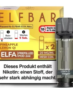 Elfa Pod PINNEAPPLE LEMON QI von Elfbar (11 x 2 Stück) | 10+1 Gratis | 10% sparen