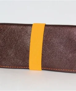Tabakbeutel Braun-Muster mit Orangem Gummiband für 30g-Pouches