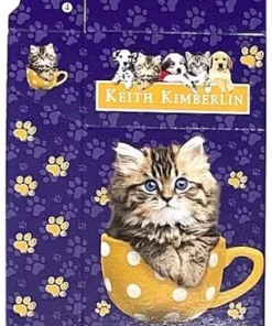 Zigaretten-Faltschachtel Keith Kimberlin Katze lila Motiv 20er