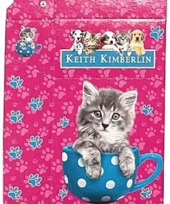 Zigaretten-Faltschachtel Keith Kimberlin Katze rosa Motiv 20er
