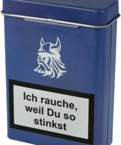 Zigarettenbox Metall Warnhinweis Nr.5 Blau