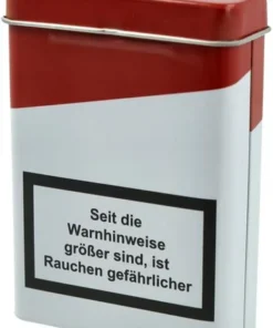 Zigarettenbox Metall Warnhinweis Nr.8 Weiß Rot