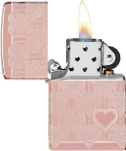 Zippo Feuerzeug Rose Gold gelasert Heart Design
