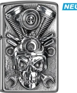 Zippo Feuerzeug Street Plakette V2 Engine Skull