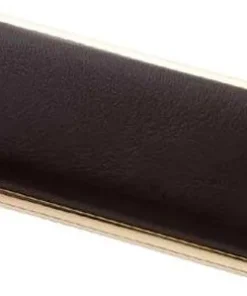 vom Hofe Zigaretten Etui, Leder, dunkelbraun mit Goldrand