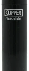 Clipper Feuerzeug Uni Solid Branded Schwarz mit Schwarzer Kappe