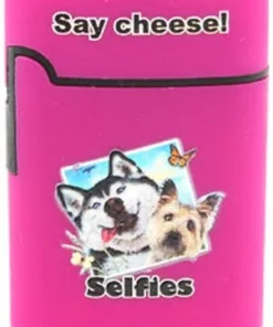 Easy Torch Say Cheese! Hunde Motiv Feuerzeug lila