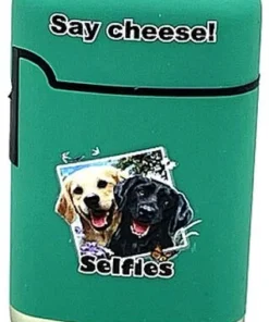 Easy Torch Say Cheese! Labrador Motiv Feuerzeug grün