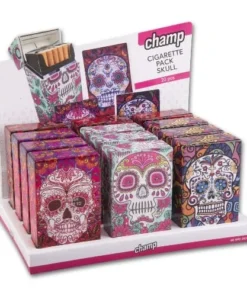 Zigarettenbox Kunststoff CHAMP Skull 4 Farben sortiert