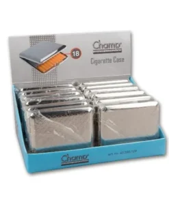 Zigarettenetui Metall 1er CHAMP chrom Muster sort KS Gummizug