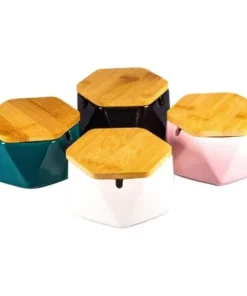 Windascher Keramik mit Bambusdeckel farbig sortiert