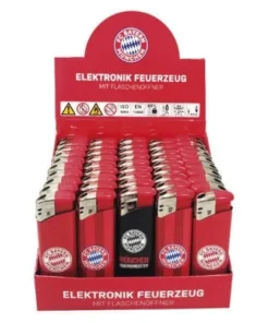 Einwegfeuerzeug Piezo CR FC Bayern mit Flaschenoeffner Steller 50 Stueck