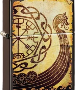 ZIPPO Braun Matt Viking Ship
