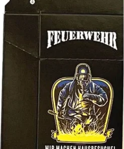 Zigaretten-Faltschachtel Feuerwehr Wir machen Hausbesuche Motiv 20er