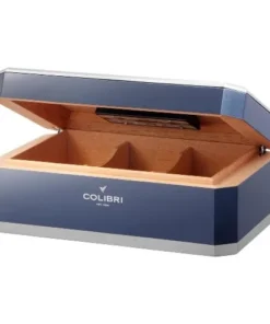Humidor COLIBRI „Rally“ blau/silber H15,5 x B40 x T26cm 100-125 C.