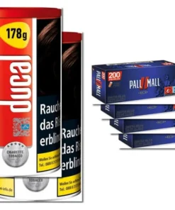 Ducal Rot 2 x 155g Sparpaket mit 800 Pall Mall Xtra Rot Hülsen