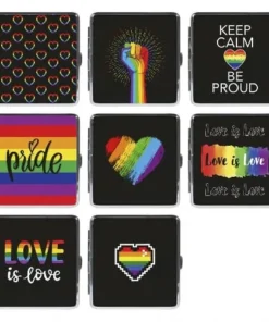 Zigarettenetui Metall (8) 20er Pride sortiert mit Gummi
