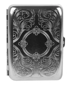 Zigarettenetui Metall 14er King Size chrom Venezian Design mit Clip