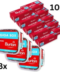 Burton Tabak Sparpaket (3 x Burton Rot Eimer 400g) + (10 x Burton Zigarettenhülsen 200 Stück)