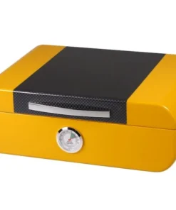 Humidor gelb/carbon glaenzend fuer ca. 25 Zigarren