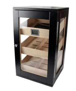 Humidor-Schrank schwarz matt, Glastuere, fuer ca. 120 Zig.