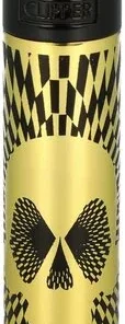 Clipper Feuerzeug Metall Amazing Skull Gold