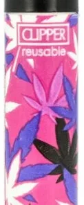 Clipper Feuerzeug Pink Leaves 3v4 Hanfblatt Nr.3