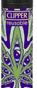 Clipper Feuerzeug Psychedelic Leaf 4v4 Hanfblatt mit Augen