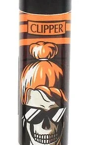 Clipper Feuerzeug Skulls 18 Orange 3v4