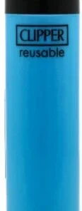Clipper Feuerzeug Uni Solid Branded Blau mit Schwarzer Kappe
