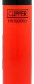 Clipper Feuerzeug Uni Solid Branded Orange mit Schwarzer Kappe