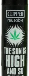 Clipper Feuerzeug Weed Slogan 15 D 3v4 THE SUN IS HIGH AND SO AM I