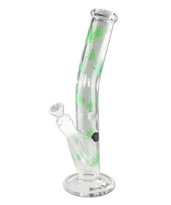 Bong Glas BLACK LEAF Zylinder gebogen 31cm Ø 38mm Schliff 18,8/14,5mm