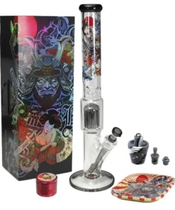 Bong Glas BLACK LEAF Ronin + Geisha m Zubehör Ø 50 mm Schliff 18,8 mm