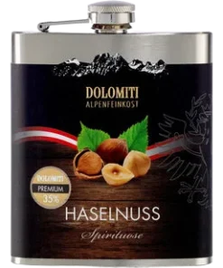 Dolomiti Haselnuss Schnaps Flachmann 35% 0,2L