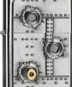 ZIPPO chrom gebürstet Plakette „Bullet Holes“ 2004519