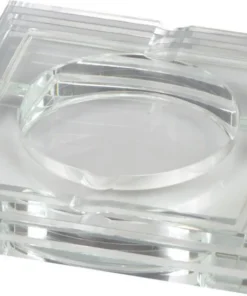 Zigarrenascher Glas transparent quadratisch 4 Ablagen