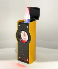 Feuerzeug Myon Table 4er Jet Sensor+Piercer Racing Gelb Zigarrenfeuerzeug